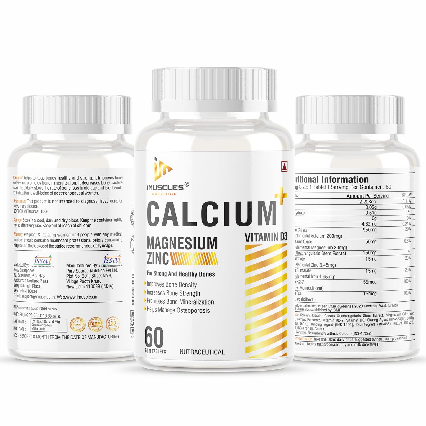iMuscles Calcium Magnesium & Zinc Tablets