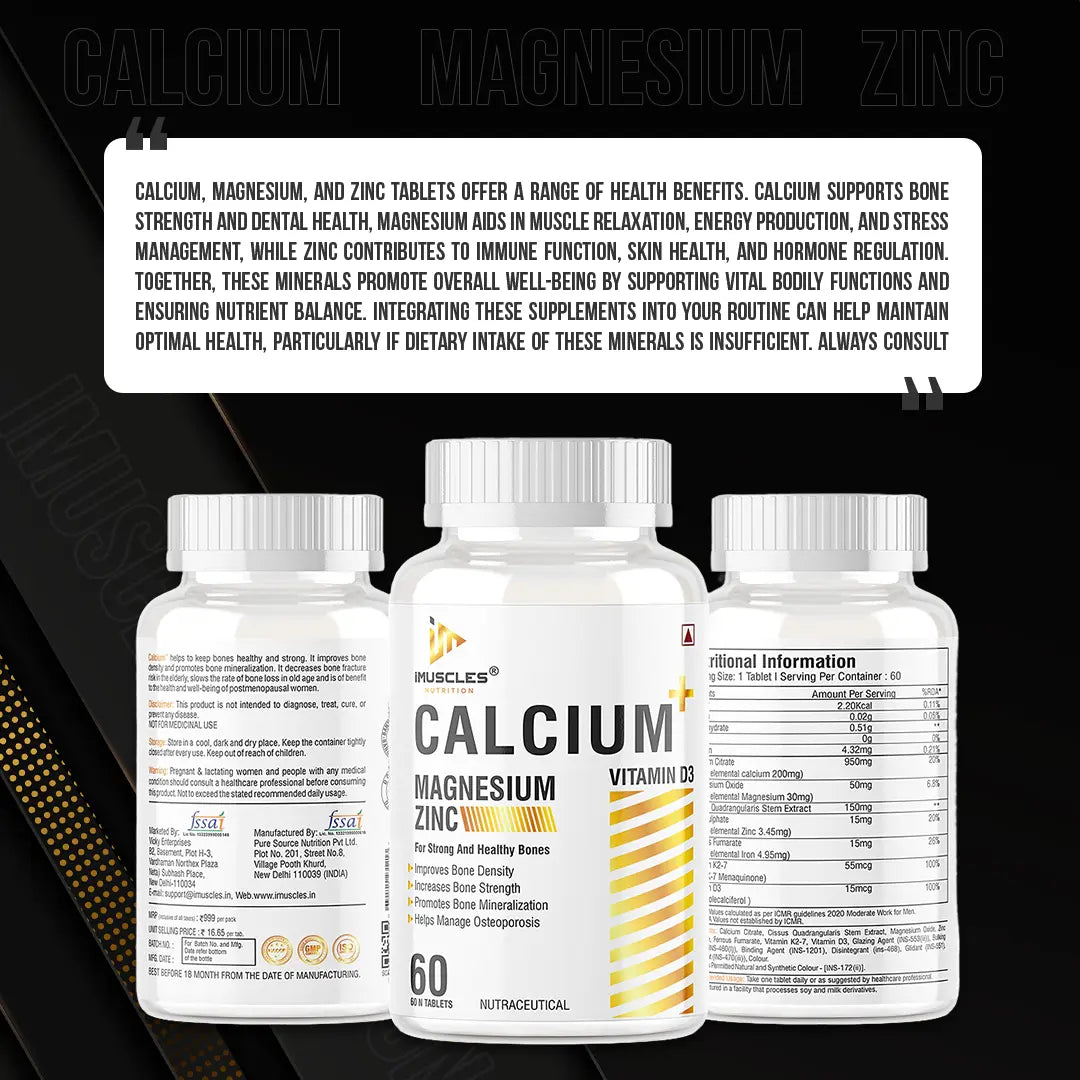 iMuscles Calcium Magnesium & Zinc Tablets imuscles.in