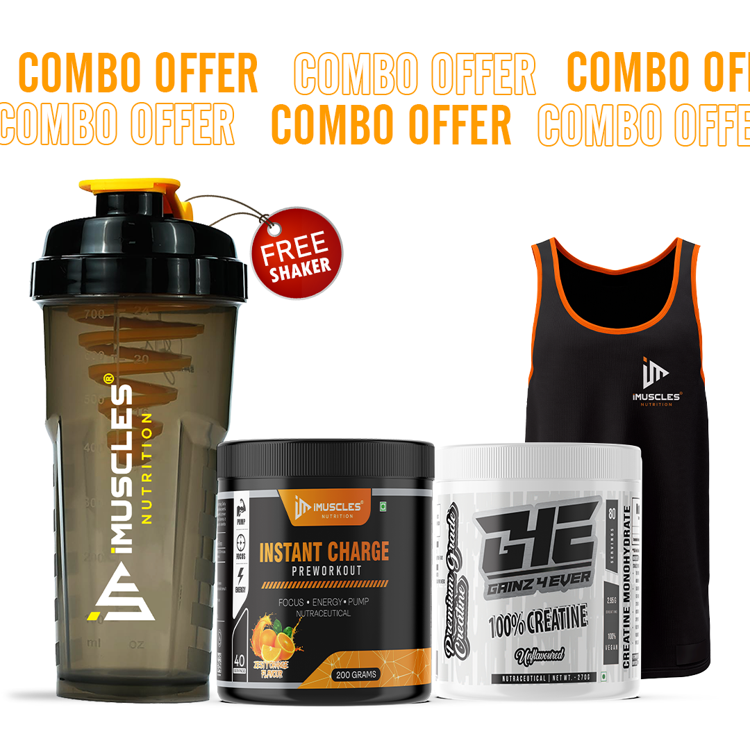 Instant Charge Pre-Workout with Gainz4Ever - Pure Micronised Creatine and Gym Vest