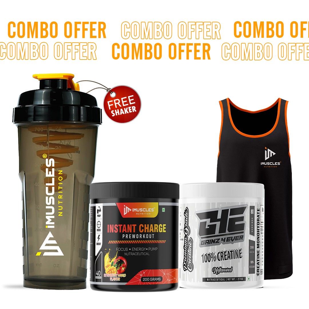Instant Charge Pre-Workout with Gainz4Ever - Pure Micronised Creatine and Gym Vest