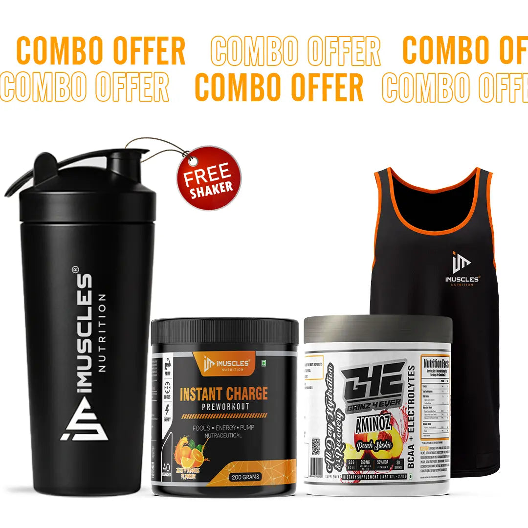 Instant Charge Pre-Workout with Gainz4Ever -Aminoz and Gym Vest imuscles.in