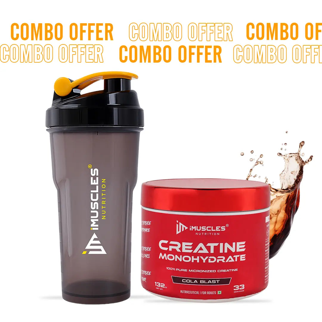 Creatine Supplement with Shaker - Pure Monohydrate imuscles.in