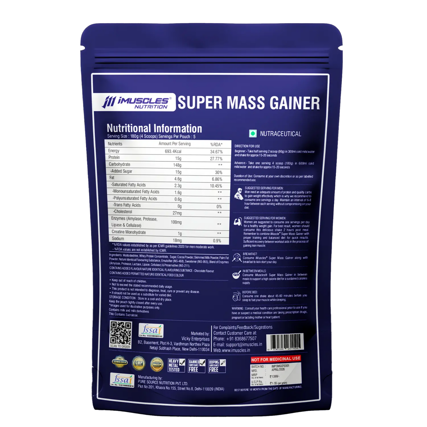 iMuscles Super Mass Gainer - Chocolate imuscles.in