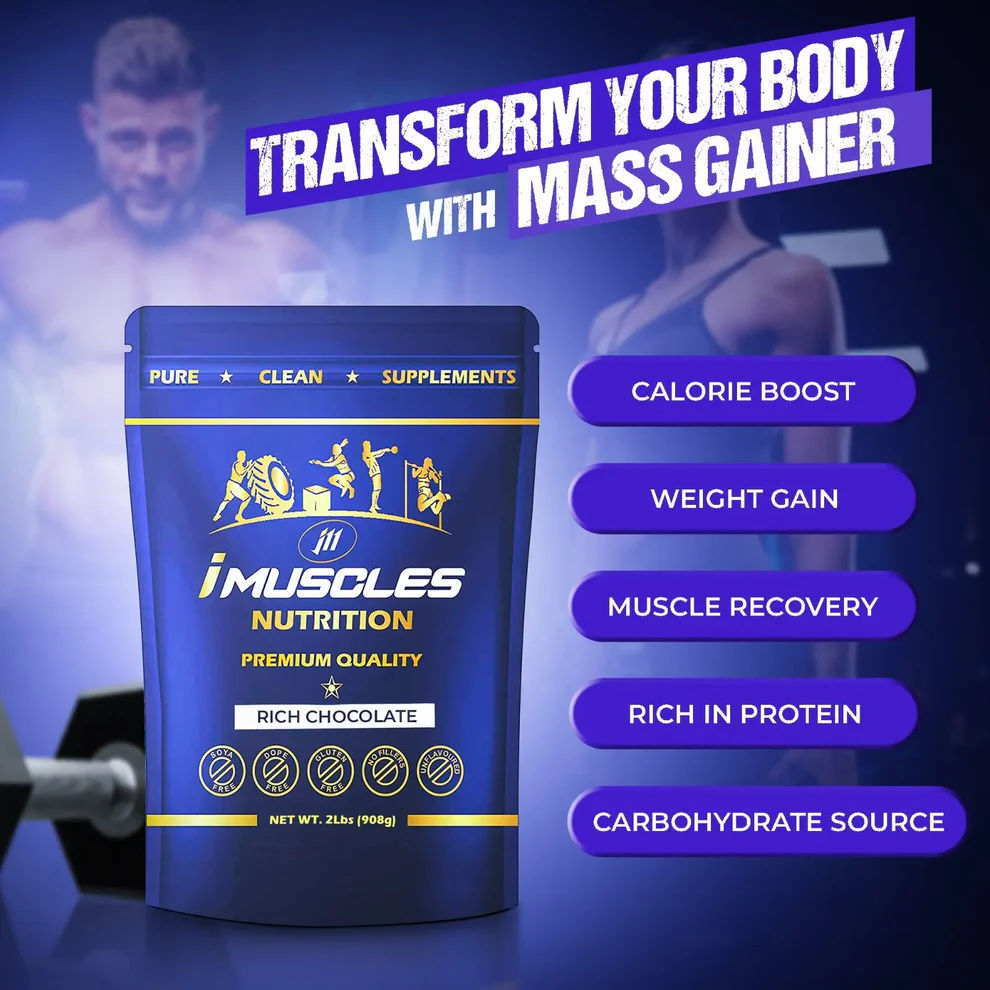 Super Mass Gainer - High Calorie Weight Gainer (Rich Chocolate, 2Lbs/908g)