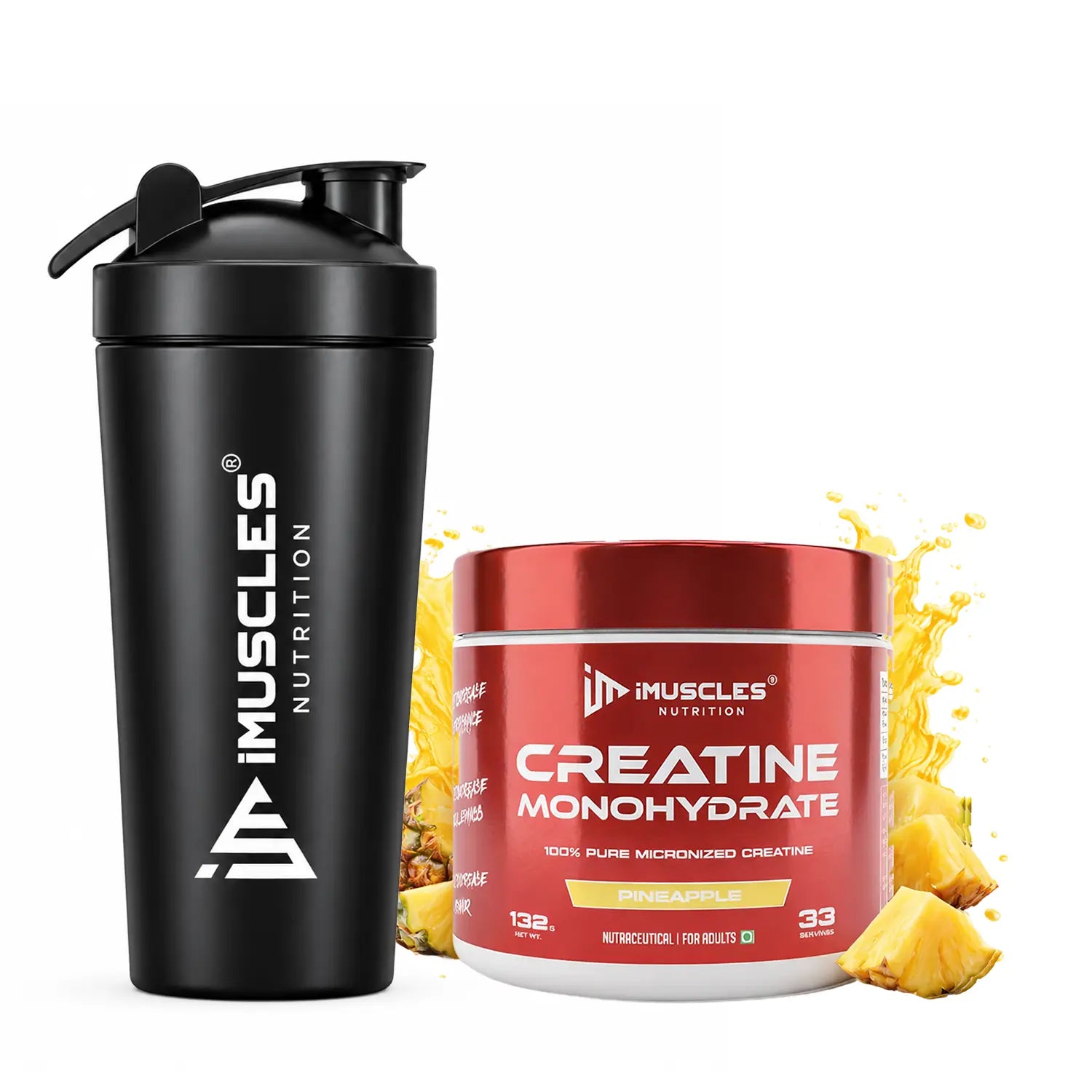 Creatine Monohydrate with Steel Shaker Combo iMuscles Nutrition