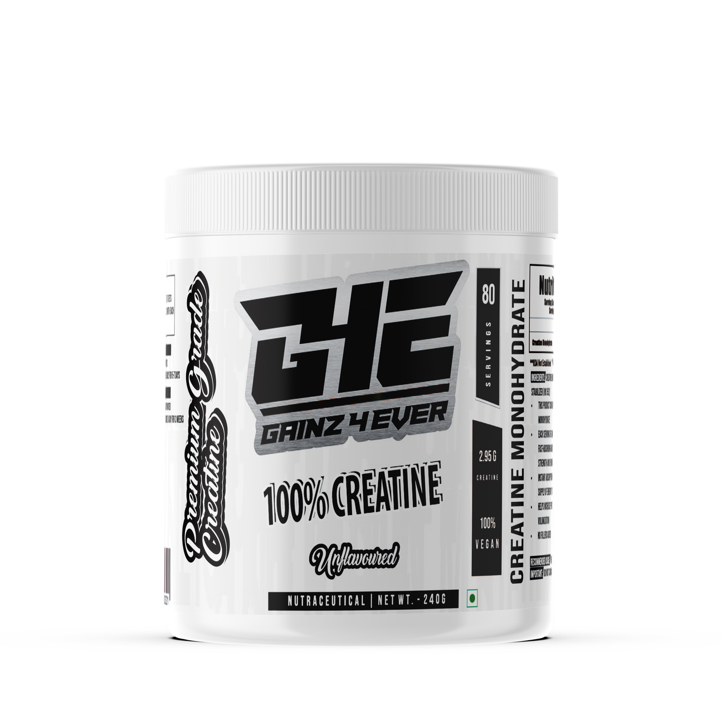 Gainz4Ever - Pure Micronised Creatine Monohydrate Powder (Unflavoured, 30 Servings)(80 servings)