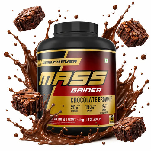 Gainz 4 Ever Mass Gainer — Chocolate Brownie | 25g Protein | 150g Carbs | 30 Servings | 3kg