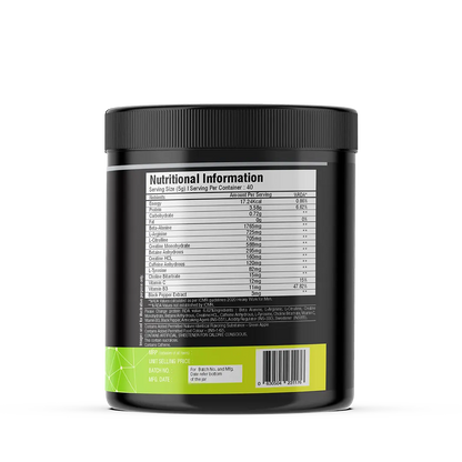 iMuscles Nutrition Instant Charge Pre-Workout supplement jar in green apple flavour with fresh apple slices and splash effect, designed to boost energy, focus, and muscle pump performance.
