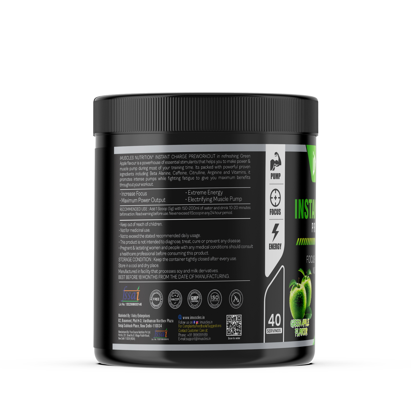 Instant Charge Pre-Workout with Gainz4Ever - Pure Micronised Creatine