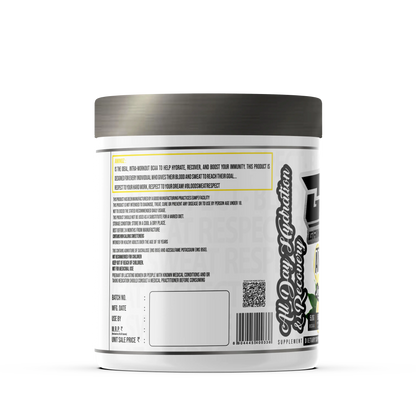 A promotional graphic for GAINZ 4 EVER AMINOZ Refreshing Watermelon Intra & Post Workout Supplement. The white 270g jar features a watermelon illustration and lists key ingredients including L-Leucine, L-Isoleucine, L-Valine, and L-Citrulline. It highlights 5.0g BCAA, 650mg Hydration Matrix, and 50% RDA Vitamin C per serving.