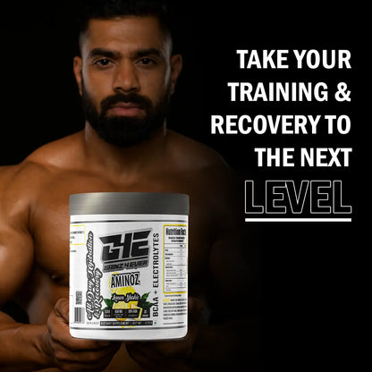 A promotional graphic for GAINZ 4 EVER AMINOZ Refreshing Watermelon Intra & Post Workout Supplement. The white 270g jar features a watermelon illustration and lists key ingredients including L-Leucine, L-Isoleucine, L-Valine, and L-Citrulline. It highlights 5.0g BCAA, 650mg Hydration Matrix, and 50% RDA Vitamin C per serving.