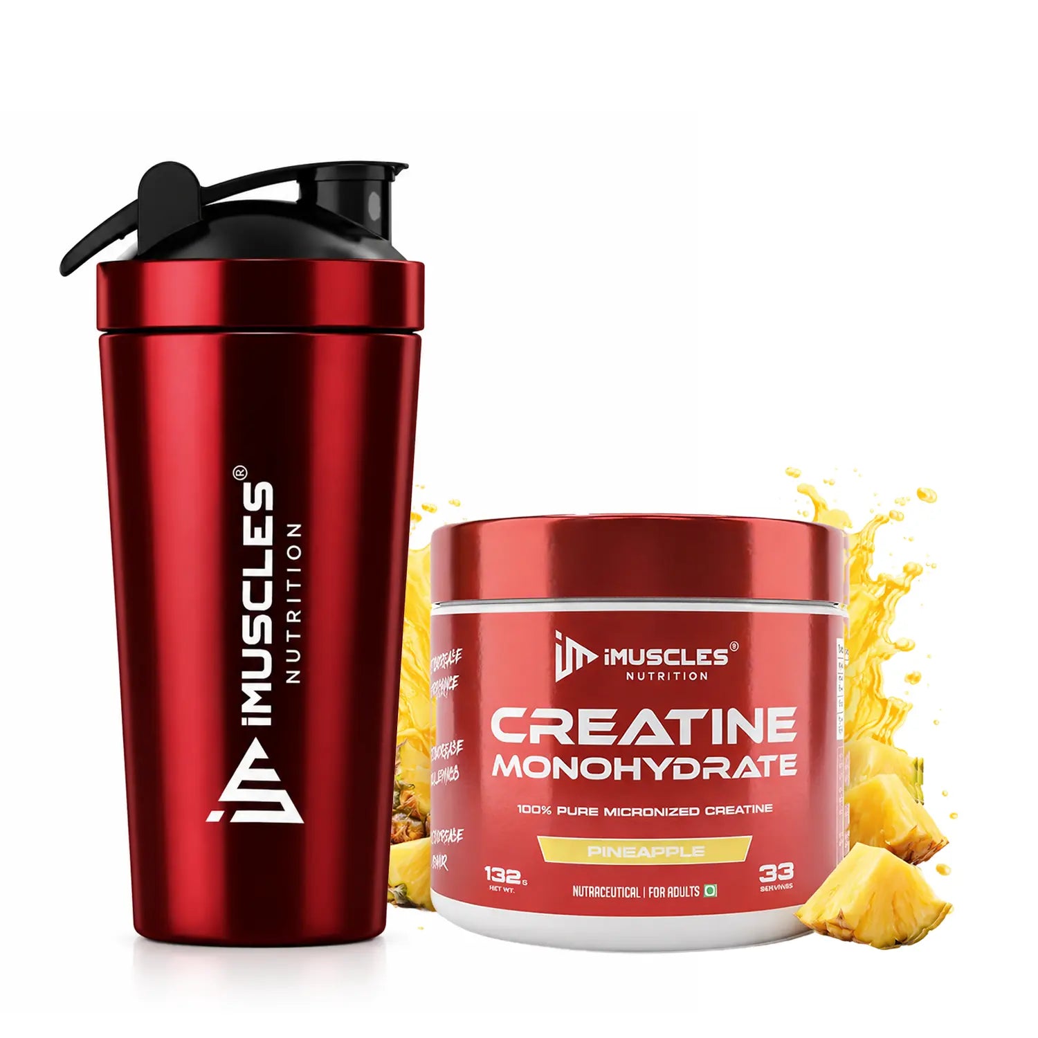 Creatine Monohydrate with Steel Shaker Combo iMuscles Nutrition