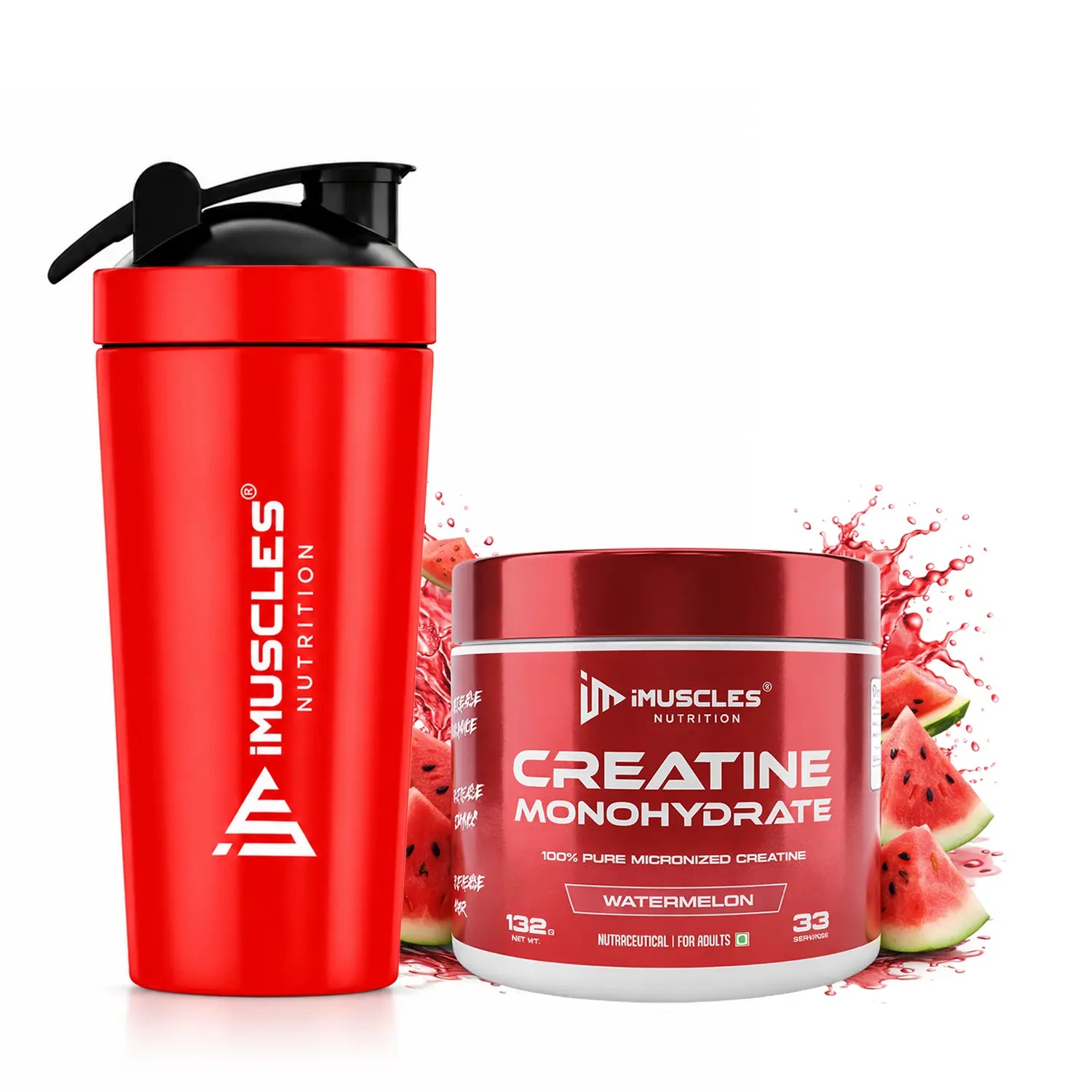 Creatine Monohydrate with Steel Shaker Combo iMuscles Nutrition
