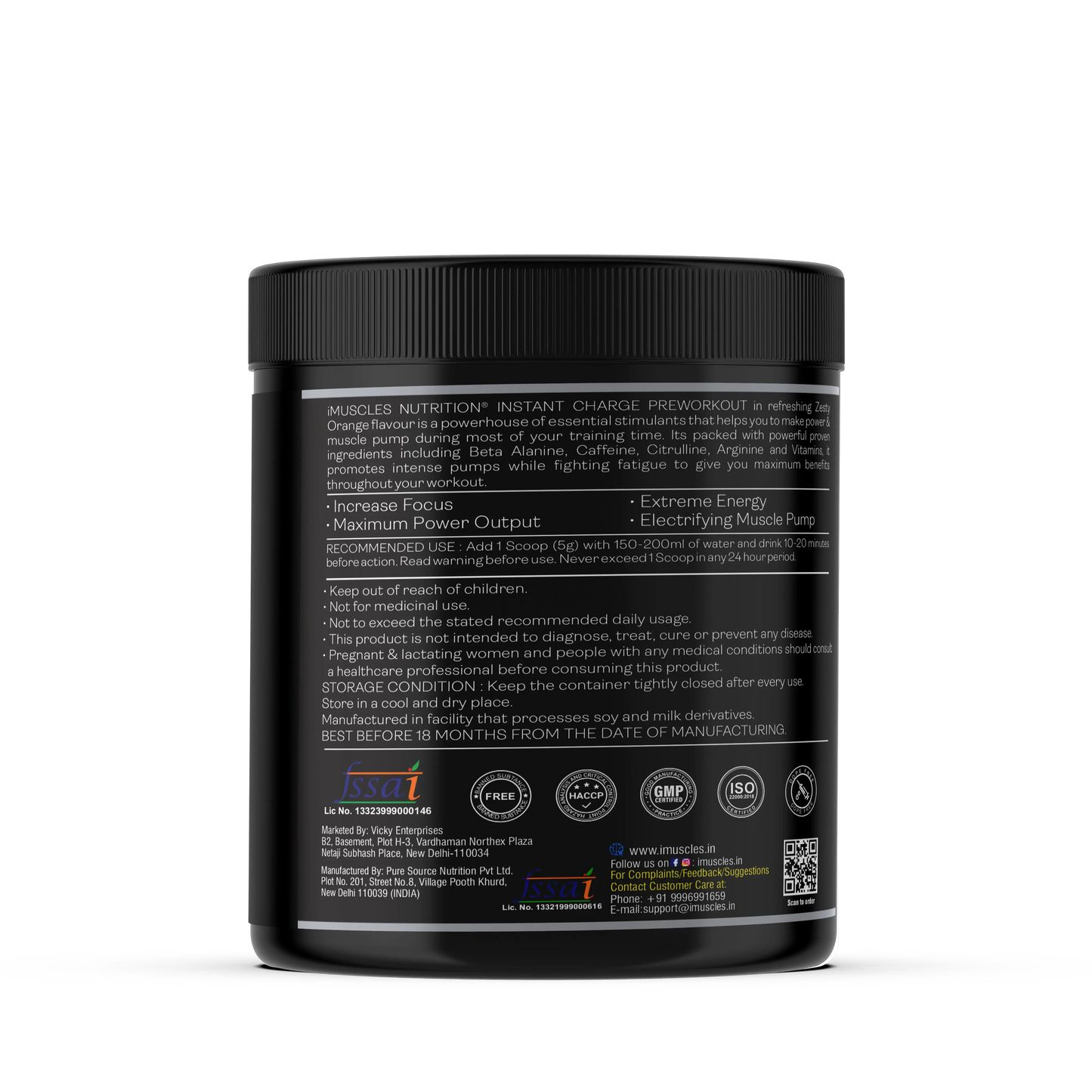 Instant Charge Preworkout – Zesty Orange (40 Servings) iMuscles Nutrition