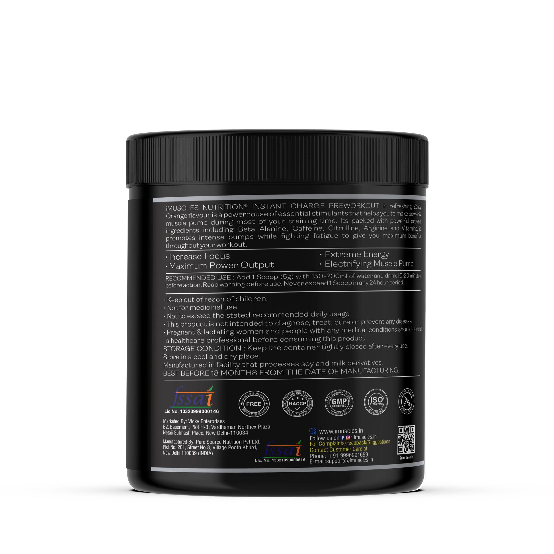 Instant Charge Preworkout – Zesty Orange (40 Servings) iMuscles Nutrition