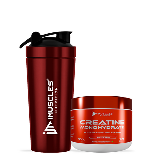 Micronised Creatine Monohydrate with steel shaker