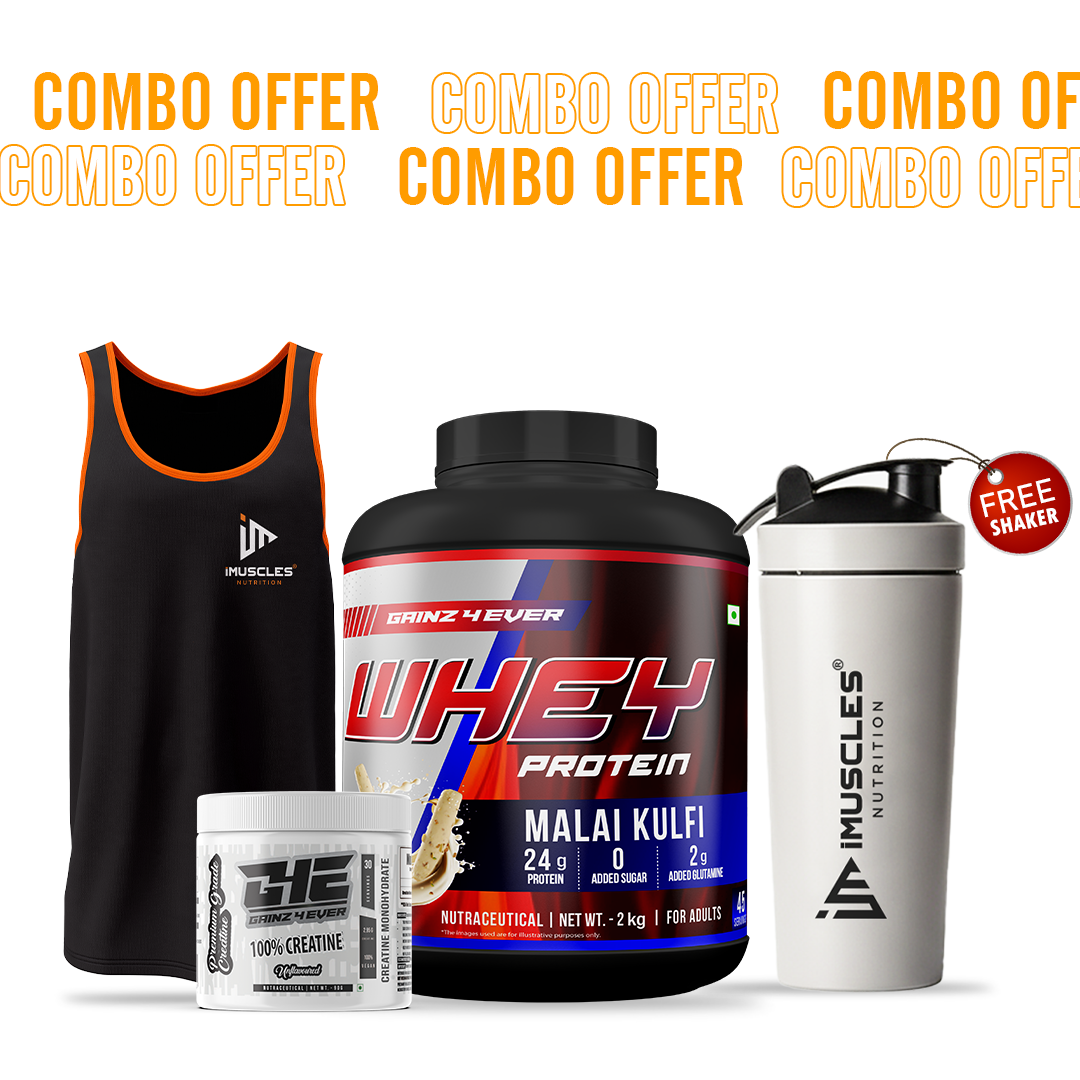 Gainz4Ever Whey Protein with  Pure Micronised Creatine and Gym vest