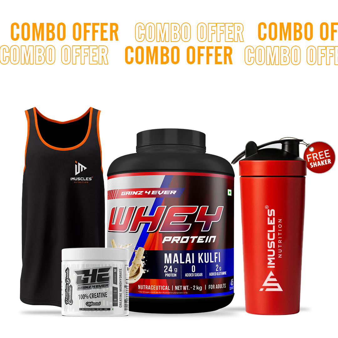 Gainz4Ever Whey Protein with  Pure Micronised Creatine and Gym vest