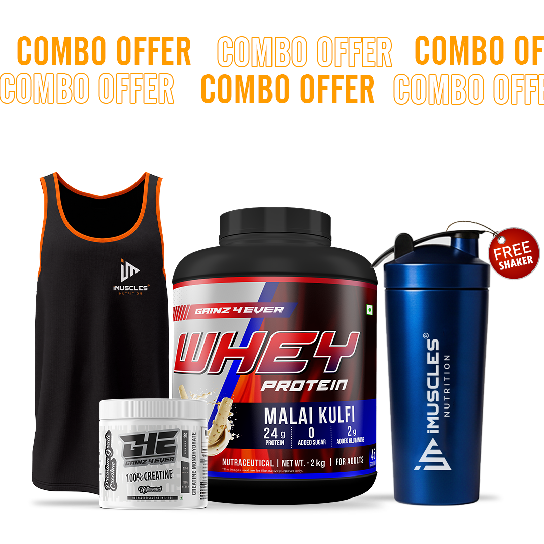 Gainz4Ever Whey Protein with  Pure Micronised Creatine and Gym vest