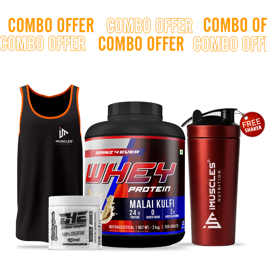 Gainz4Ever Whey Protein with  Pure Micronised Creatine and Gym vest