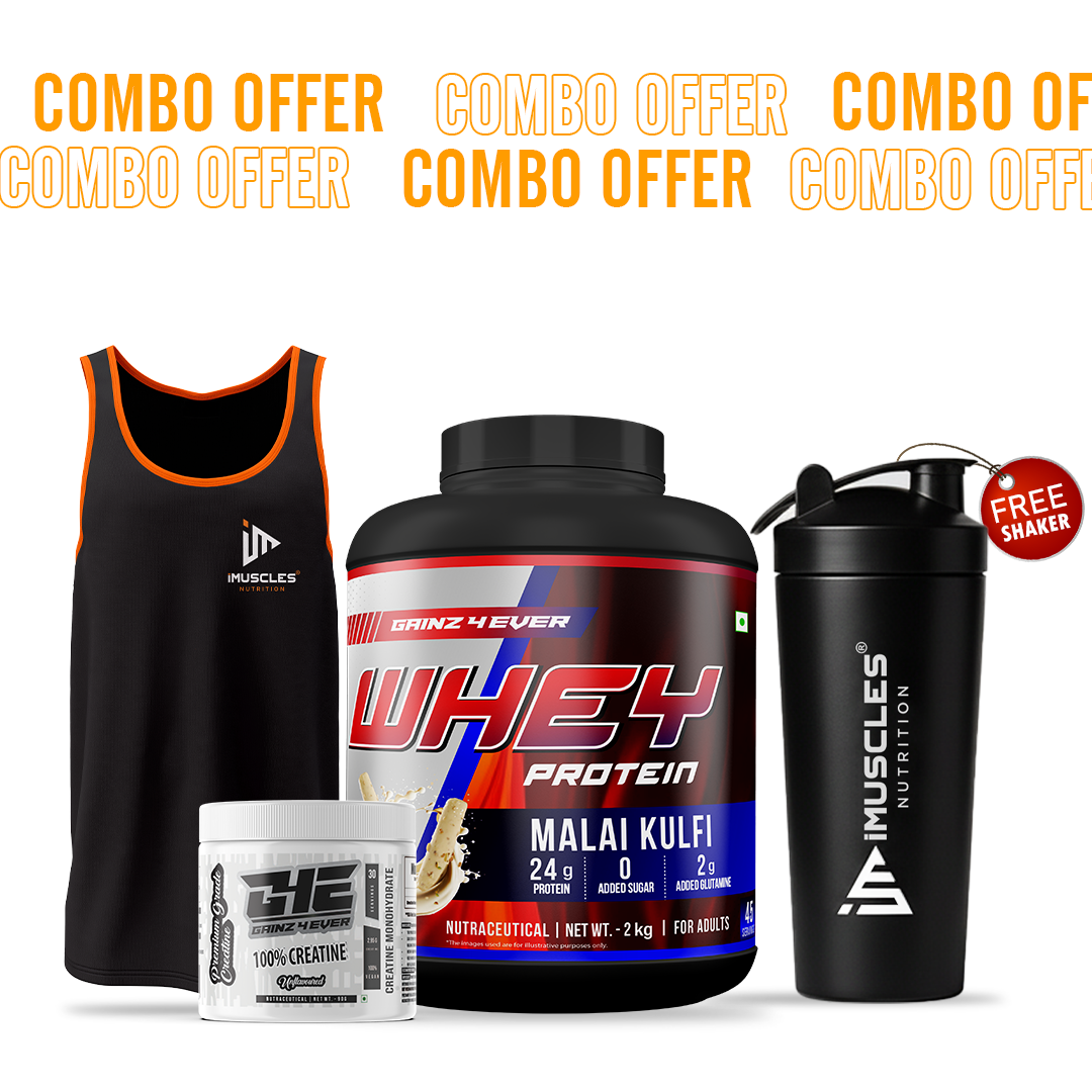 Gainz4Ever Whey Protein with  Pure Micronised Creatine and Gym vest