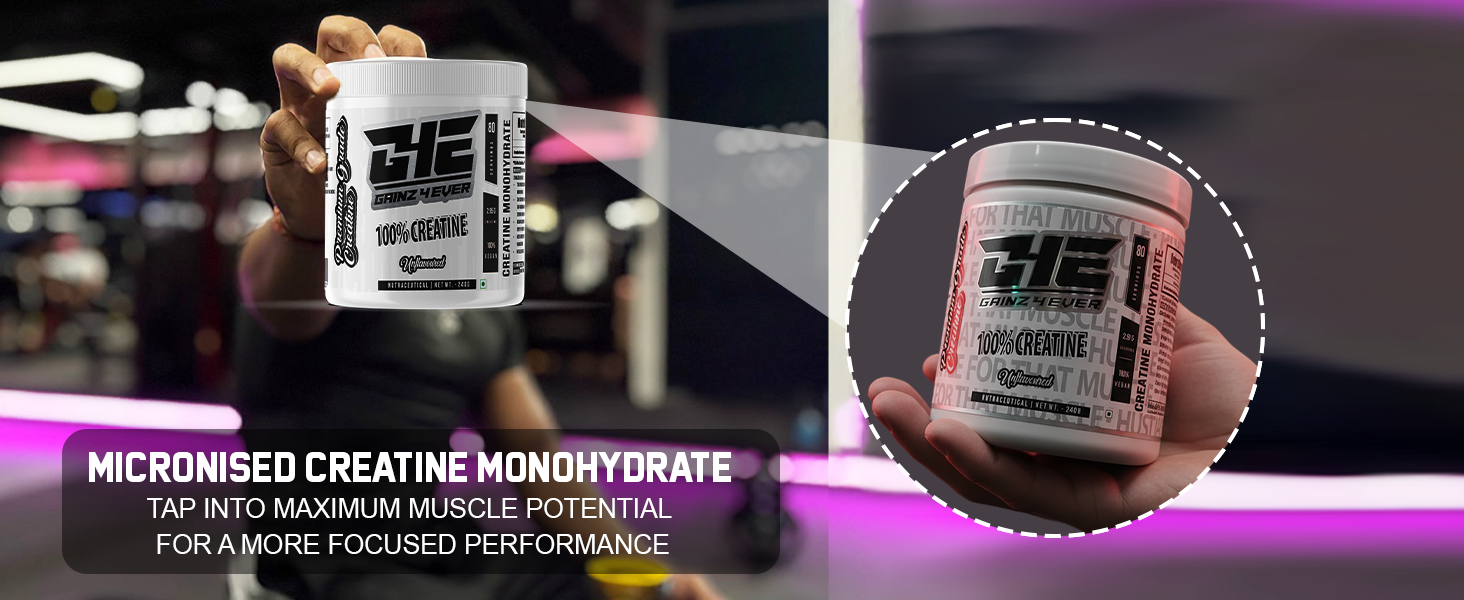 Gainz4Ever - Pure Micronised Creatine Monohydrate Powder- Unflavoured (80 Servings)