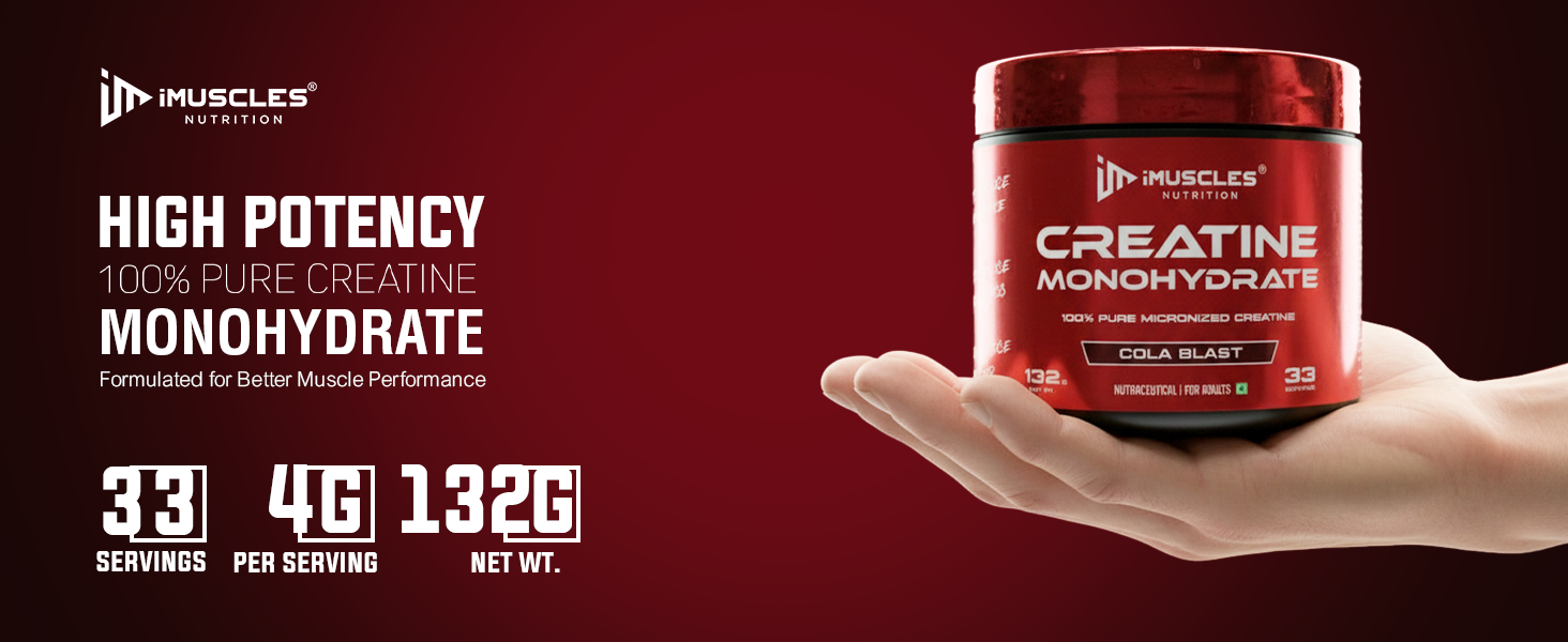 Pure Micronized Creatine Monohydrate Powder - Cola Blast Flavor (33 Servings)