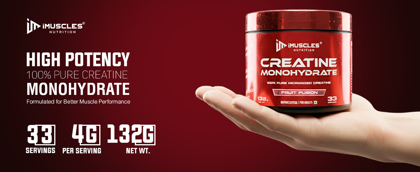 Pure Micronized Creatine Monohydrate Powder - Fruit Fusion Flavor (33 Servings)