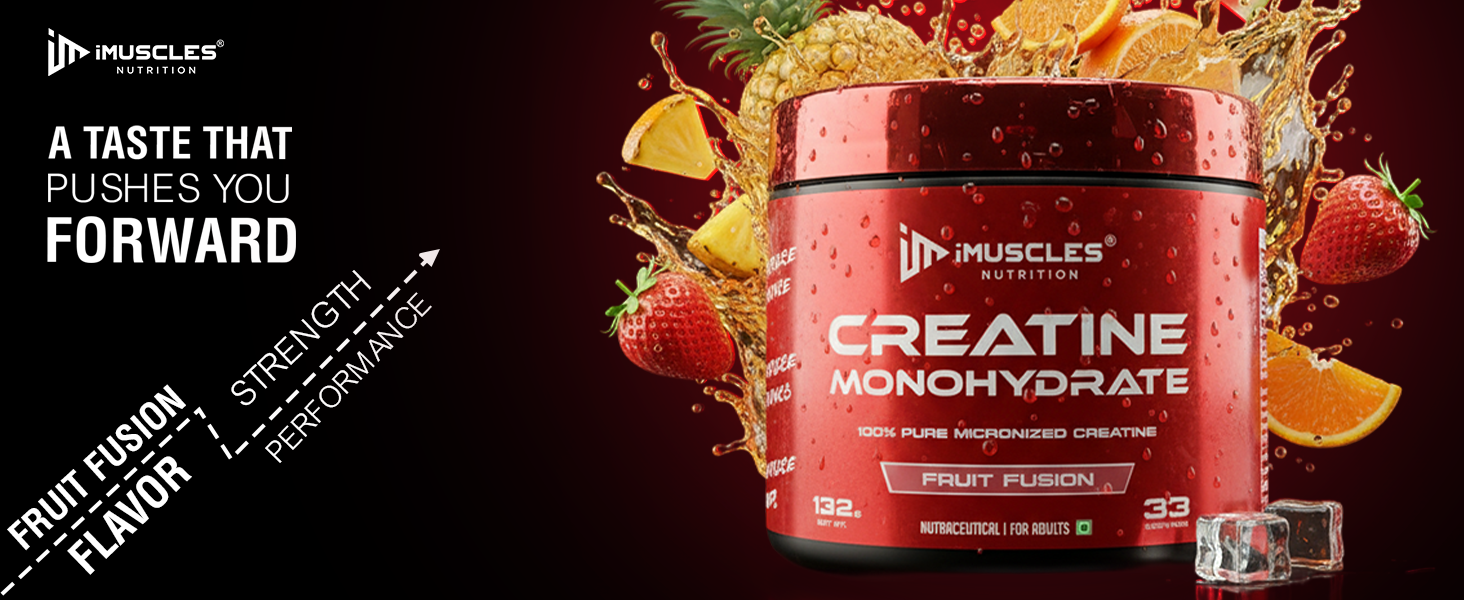 Pure Micronized Creatine Monohydrate Powder - Fruit Fusion Flavor (33 Servings)