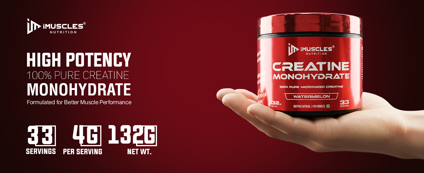 Pure Micronized Creatine Monohydrate Powder - Watermelon Flavor (33 Servings)