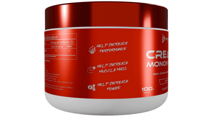 Micronised Creatine Monohydrate container featuring benefits to help increase performance, with steel shaker included to buy creatine monohydrate with shaker.