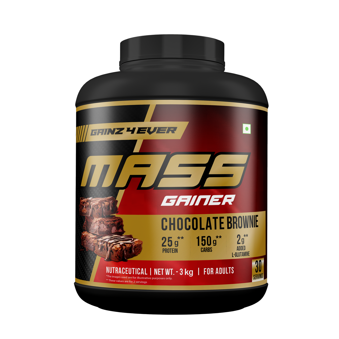 GAINZ4EVER Mass Gainer (Chocolate Brownie) Combo – with FREE iMuscles Shaker & Gym Vest