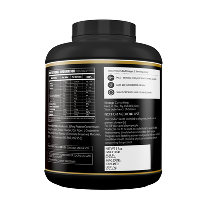 GAINZ4EVER Mass Gainer (Chocolate Brownie) Combo – with FREE iMuscles Shaker & Gym Vest