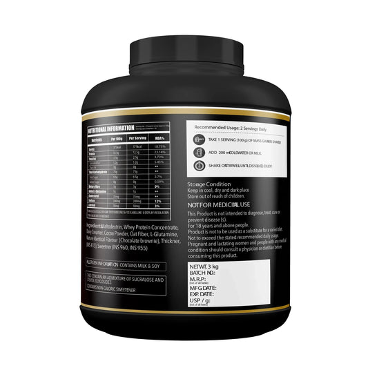 Gainz4Ever Mass Gainer Chocolate Brownie lifestyle and nutrition details
