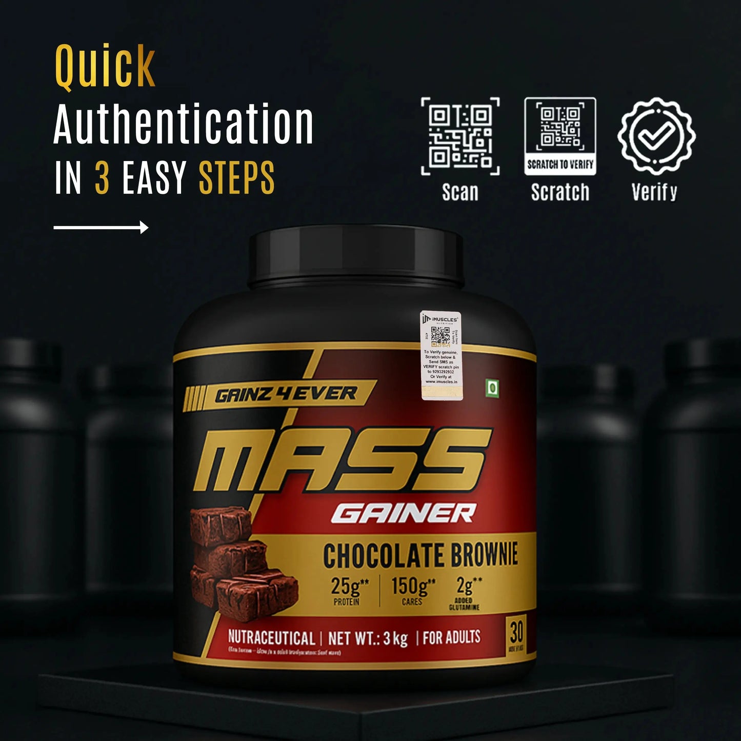 Gainz4Ever Mass Gainer Chocolate Brownie 3kg nutritional supplement