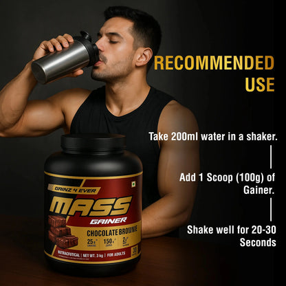 Gainz4Ever Mass Gainer Chocolate Brownie 3kg nutritional supplement