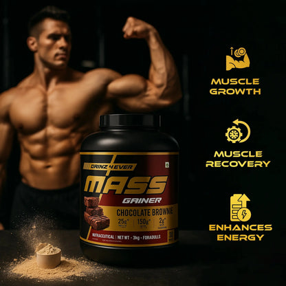 Gainz4Ever Mass Gainer Chocolate Brownie 3kg nutritional supplement