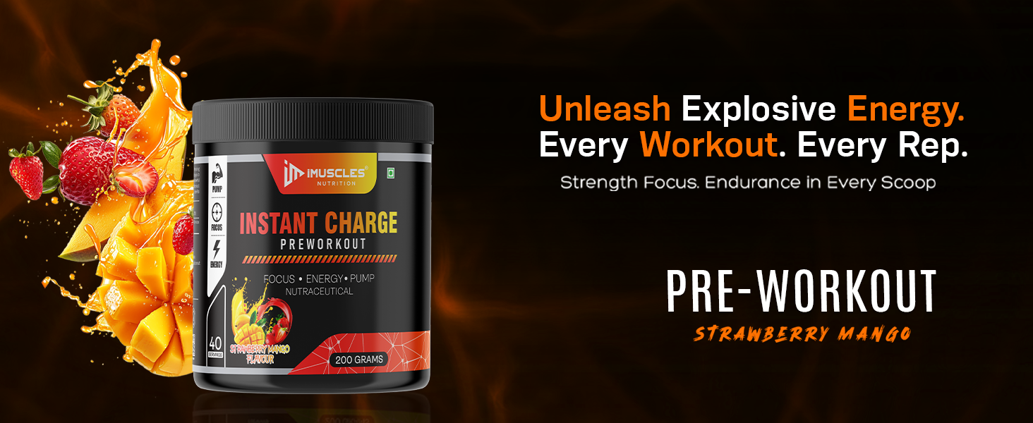 Instant Charge Preworkout – Strawberry Mango (40 Servings)